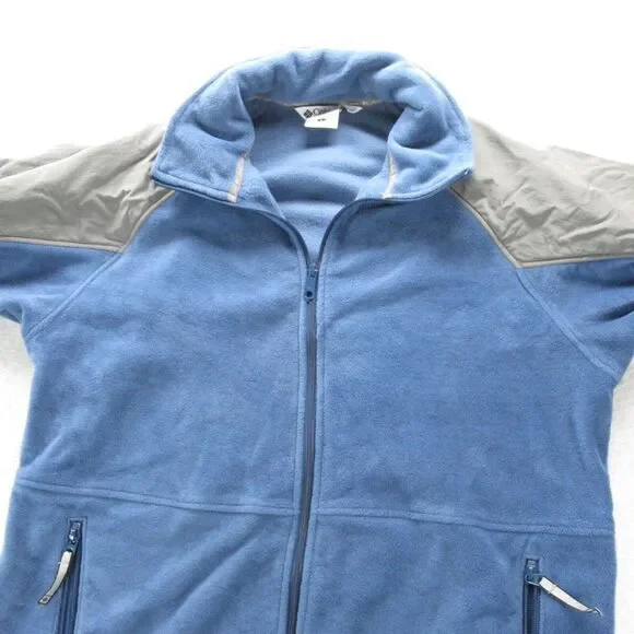 Columbia Jacket Mens Large Blue Colorblock Zip Pockets Soft Full Zip Fleece Hike - Picture 7 of 13